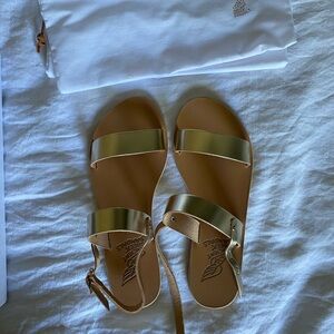 Ancient Greek Clio Gold  Sandals with Ankle Straps